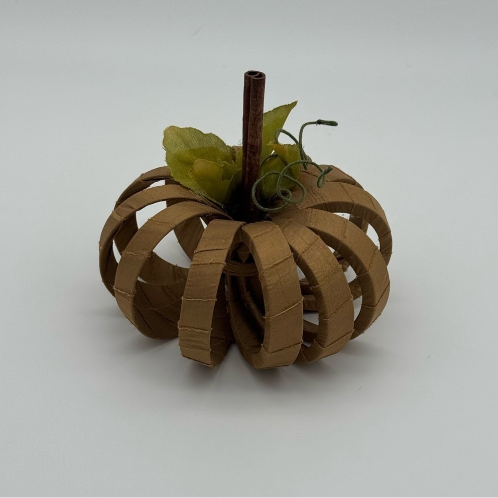 Satin Wrapped Pumpkin Decor Fall Decorations Autumn Halloween Brown Beige New - Picture 5 of 8